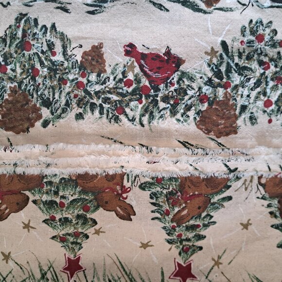 Hand painted organic cotton fabric Christmas Winter Santa Snowmen HOLIDAY craft - Picture 4 of 12